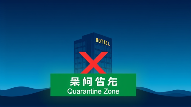 酒店里我们住的区域，挂着“污染区”牌子