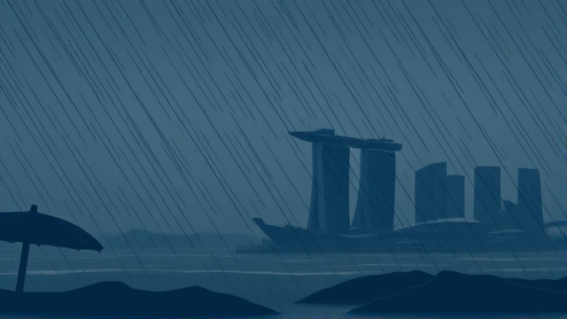 新加坡48小时超强暴雨，导致多处崩塌和淹水