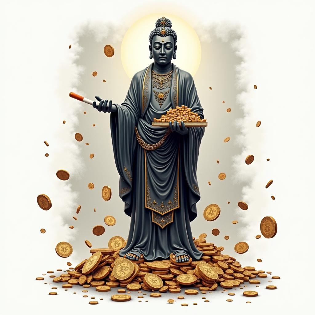 在财神爷的嘴巴里，发现了超过1万条走私香烟