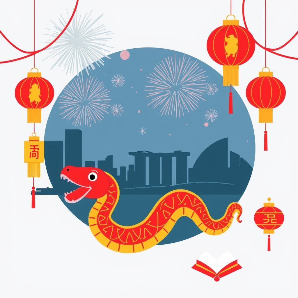 农历新年将至，小蛇与家人朋友喜迎蛇年！