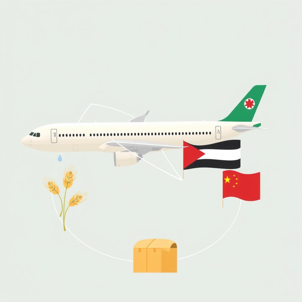 中国空军运输机赴约旦援助加沙平民物资