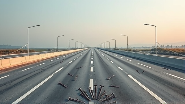 马来西亚南北大道现铁钉威胁，交警及时清理