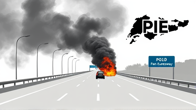 泛岛快速公路罗厘起火：原因待查，火势凶猛