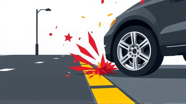 宝马超车失控撞灯柱 轮胎飞脱砸伤食客