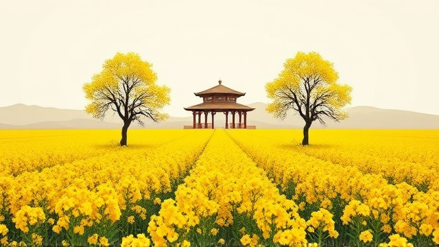 学校油菜花开美景引人注目