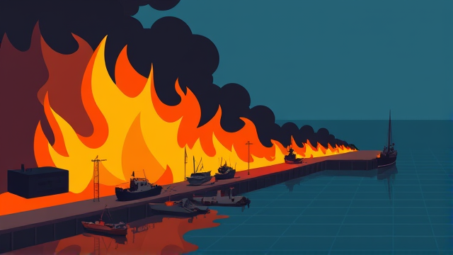 马来西亚适耕庄海口严重火患：渔船渔行损失惨重