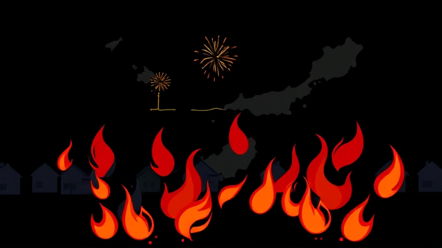 马来西亚槟城火患：小孩玩烟花引发三屋烧毁