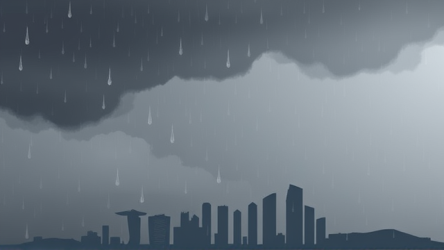新加坡遭遇强降雨降温 交通受阻雨势将持续